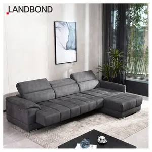 Современный домашний L-образный секционный диван, мебель, Электрический диван-кровать, передвижной подголовник, Набор тканевых диванов