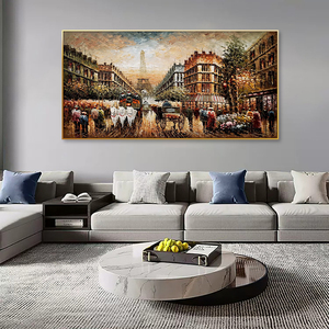 Peinture à l'huile de rue de Paris faite à la main de taille personnalisée Style abstrait classique avec des sujets de paysage et d'arbres pour la décoration intérieure - Product Image 4