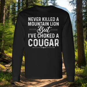 Non ho mai ucciso una puma, ma ho soffiato in gola un canguro. T-shirt a maniche lunghe in cotone girocollo unisex per adulti, promozionale. - Product Image 2