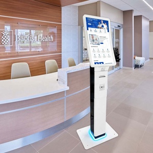Led Light Control 23.6'' Curved Touch Screen Receipt <b>Printer</b> Card Reader Qr Barcode <b>Scanner</b> Queue up and Call Number Self Kiosk - Product Image 1