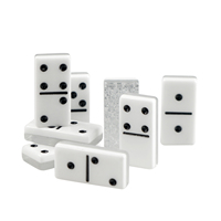 Jeu de dominos en acrylique à double couche, argenté et blanc scintillant, double 6, blocs de dominos faits à la main, dans une boîte en acrylique