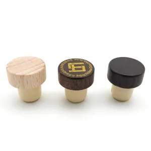 In Stock Logo Printing 19mm Wooden Top Cork 19.5mm Synthetic Cork Stopper For Wine Bottle
