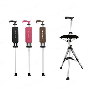 <b>Portable</b> Hiking Cane <b>Stool</b> For Seniors Aluminum Folding Tripod Walking Stick With Seat 88Cm Lightweight Outdoor Use - Product Image 1