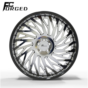 Jantes en <span class=keywords><strong>alliage</strong></span> d'aluminium forgé 2/3 pièces de 22, 24 et 26 pouces avec design en maille, nouvelles jantes noires - Product Image 1