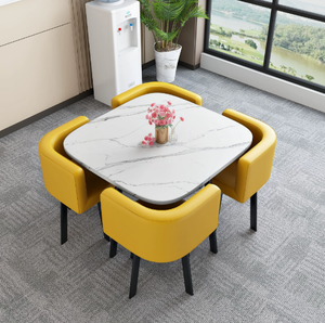 Ensemble de table et chaises de salle à manger extensible moderne pour un usage domestique dans les petits appartements - 4 pièces, meubles de salle à manger pliables en acier - Product Image 3