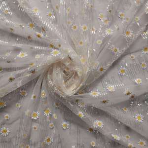 Exquisito Little Daisy Offset Wave Hoja transparente Malla <span class=keywords><strong>americana</strong></span> Parte inferior <span class=keywords><strong>Lentejuelas</strong></span> Tul Bordado Niños Boda de punto - Product Image 5