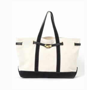 Custom <b>Gold</b> Hardware Sturdy Bottom Durable Vintage Canvas Boat Tote Natural Cotton Coastal Charm Style <b>Bag</b> - Product Image 4