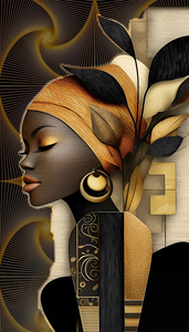 Quadro su tela con stampa in stile africano, oro e nero, ritratto di donna etnica, decorazione da parete per interni di lusso - Product Image 2