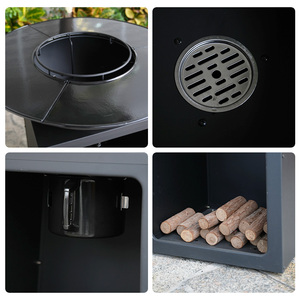 Brasero <span class=keywords><strong>vertical</strong></span> F25 en bois pour jardin, <span class=keywords><strong>barbecue</strong></span> extérieur, plancha, <span class=keywords><strong>foyer</strong></span> avec rangement pour bois - Product Image 3