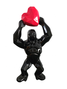 Độc đáo sáng tạo sợi thủy tinh động vật Điêu Khắc sợi thủy tinh Khỉ đột Vua <span class=keywords><strong>Kong</strong></span> với trái tim tượng cho văn phòng nhà khách sạn Câu lạc bộ trang trí - Product Image 4