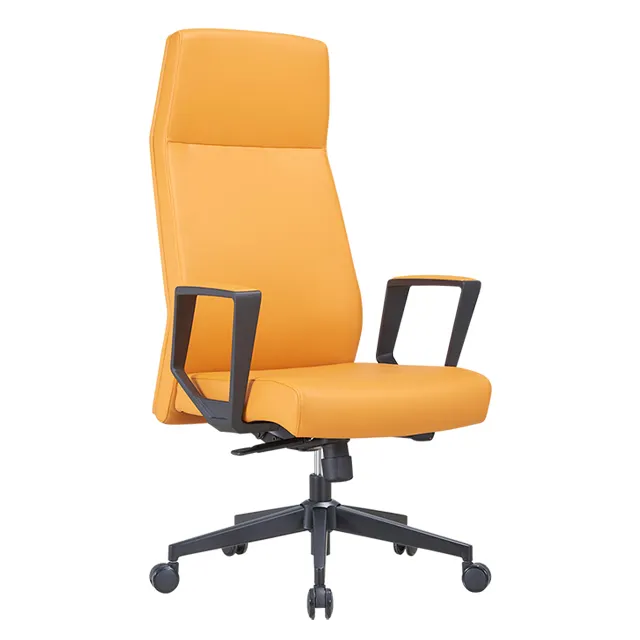 wholesale Simple EUROPE design luxury orange genuine leather office chairs executive office chair genuine leather design