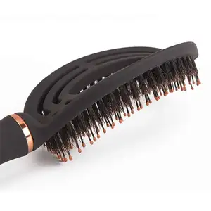 Nouvelle conception de brosse à cheveux démêlante en poils de sanglier de marque privée brosse à cheveux en plastique sèche-cheveux brosse à cheveux incurvée