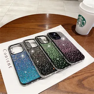 Luxe Bling Glitter Diamant Gradient Strass Téléphone étui pour <span class=keywords><strong>iphone</strong></span> 15 14 Pro Max 13 12 11 X XR XS 7 8 Plus <span class=keywords><strong>SE</strong></span> Couverture Souple - Product Image 4
