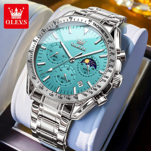 OLEVS-Montre chronographe à quartz pour homme, montre-bracelet en acier inoxydable étanche, calendrier, 3618 - Product Image 4