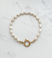Bracelet à breloques en acier inoxydable avec perles d'eau douce et fermoir à ressort, breloques personnalisables DIY pour femmes