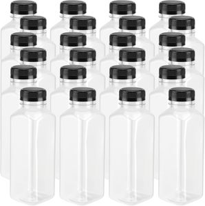 Venta caliente 16 Oz Desechable Claro Grado Alimenticio Pet Plástico Cuadrado Jugo 500Ml Botella de bebida con tapa a prueba de manipulaciones - Product Image 1