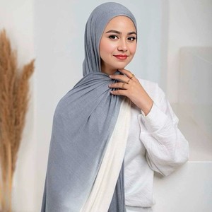 New Arrival Ombre Printed Stretchy <b>Jersey</b> Cotton <b>Hijab</b> Wholesale Islamic Lady Long Soft Breathable Luxury Gradient Color <b>Hijab</b> - Product Image 1