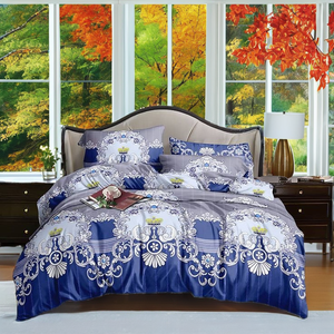 Parure de lit 4 pièces en coton tissé imprimé, toucher coton, avec housse de couette, 2 draps et 2 taies d'oreiller - Literie toutes saisons pour la maison - Product Image 2