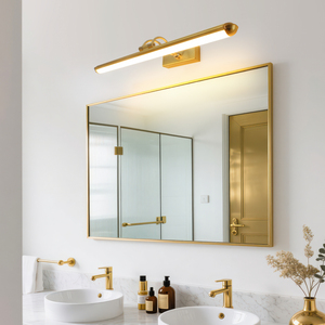 Applique Murale Moderne en Cuivre, Lumière LED pour Miroir, Blanc Chaud 3500K, pour Salle de Bain, Montage Mural, Abat-jour Rectangulaire - Product Image 4