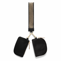 Pochette élégante en cuir rose, double compartiment, avec dragonne, fermeture éclair dorée, porte-clés et porte-rouge à lèvres, entrepôt USA