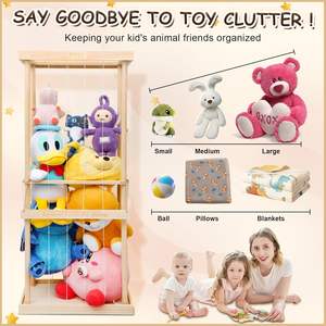 202501 grand bois peluche Animal Cage enfants et adolescents stockage <span class=keywords><strong>salle</strong></span> <span class=keywords><strong>de</strong></span> <span class=keywords><strong>jeux</strong></span> chambre salon cadeau Zoo fond stockage animaux en peluche - Product Image 5