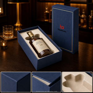 Caja Rígida para <span class=keywords><strong>Coñac</strong></span> Color Borgoña con Tapa Separada, Inserto de Espuma Negra, Borde Delgado Dorado, Impresión de Lujo, Empaque de Regalo para Brandy y Licores - Product Image 5