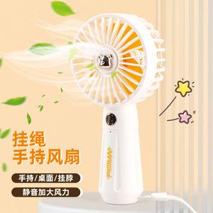 Handheld <b>Fan</b> <b>Mini</b> Rechargeable <b>Usb</b> Charging 3-Speed Portable With Strap For Outdoor Use - Product Image 2