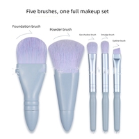 Pinceaux de maquillage taille voyage rose 5 pièces ensemble de pinceaux de maquillage en fibres synthétiques Logo personnalisé