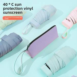 Sac à fermeture éclair en cuir créatif, parapluie de protection solaire à six plis, pliable et portable, parapluie publicitaire exquis - Product Image 1