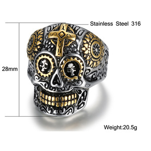 Tùy Chỉnh Cổ Điển Biker Phong Cách Thép Không Gỉ Hiphop <span class=keywords><strong>Skull</strong></span> Vòng 316L Thép Không Gỉ Thời Trang Nhẫn Cho Nam Giới - Product Image 5
