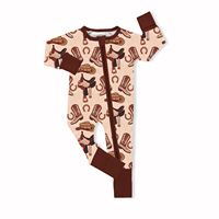Grenouillère Bébé Manches Longues Motif Cowboy Western Impression Pyjama Bambou Bébé Double Fermeture Éclair Body Bébé Fibre de Bambou Ruidian