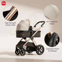 Poussette bébé réglable dans les deux sens avec fonction assise/allongée pour les nouveau-nés jusqu'à 3 ans, cadre en acier carbone, design pliable