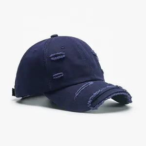 wholesale unstructured 6 panel plain blank adjustable workout heavy distressed cotton twill baseball caps women