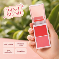 Nouvelle palette de fard à joues et de poudre pressée mate pour le visage, 2 couleurs, haute pigmentation, végane, personnalisable avec logo, vente en gros