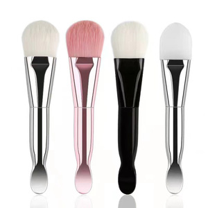 Brosse nettoyante pour cils en silicone à double tête courbée avec applicateur de masque facial et cuillère, outil de maquillage - Product Image 2