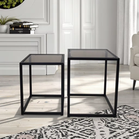 Ensemble de tables console imbriquées minimalistes modernes, tables d'appoint carrées à cadre en métal noir pour le salon