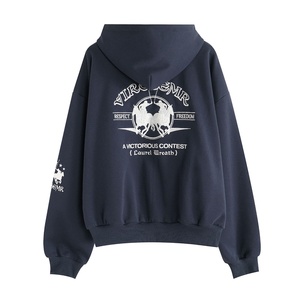 Sudadera con Capucha Extra Grande de Estilo Urbano, Lavada, Desgastada, con Logotipo Bordado Personalizado, 100% Algodón Ecológico - Product Image 2