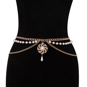 เครื่องประดับร่างกายแฟชั่น โซ่ทองประดับผีเสื้อและมุก หลายชั้น สำหรับงานปาร์ตี้ - Product Image 1