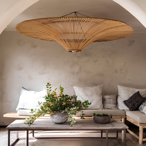 Minimalist Japanese Wabi Sabi Retro Rattan Chandelier Art Ceiling Lamp Homestay Hotel <strong>Asian</strong> Style Rattan Woven Pendant Lamp - Product Image 1