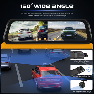 Podofo 9.66'' 1080P Dual Lens IPS Touch Screen DashCam Rearview Mirror Dashcam Loop Recording Night Vision Wholesale - Product Image 3