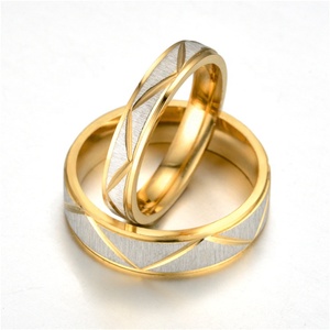 Wholesale Italian Style <b>Titanium</b> Steel Couple <b>Rings</b> High Quality No-Fading Gold Stainless Steel Inlay Jewelry for Gifts Parties - Product Image 2