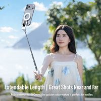 Nouveautés : Mini Perche à Selfie Magnétique Extensible et Pliable avec Télécommande Bluetooth Sans Fil pour Diffusion en Direct et Support Téléphone de Voyage