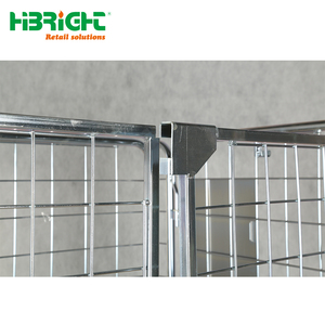 Heavy Duty Industrial Logistics <b>Trolley</b> Metal Wire Mesh Cage Cart with <b>Wheels</b> <b>for</b> Warehouse and Factory - Product Image 3