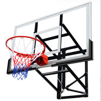 Support de basket-ball mural de levage à la main de bonne qualité anneau de basket-ball en verre avec panneau arrière