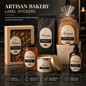 Etiquetas Autoadhesivas Ovaladas Personalizadas para Panadería Artesanal, Etiquetas Impermeables para Empaque de Alimentos, Impresión en Lámina Dorada, Vinilo Permanente - Product Image 3