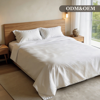 Parure de lit hôtelière en gros 100 % coton blanc doux, housse de couette, drap-housse et taies d'oreiller pour linge de resort