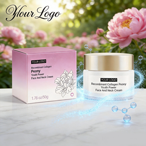 Crème raffermissante au collagène humain recombinant <span class=keywords><strong>et</strong></span> à la pivoine <span class=keywords><strong>pour</strong></span> peaux sensibles, effet repulpant instantané, anti-ridules, hydratant, offre ODM - Product Image 1