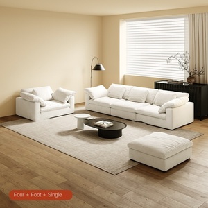 Modern Simple Bean <strong>Curd</strong> for Living Room Cloud Stylish Straight Row Silent Style Cotton Linen Stainless Steel Sponge <strong>Set</strong> Bed - Product Image 3