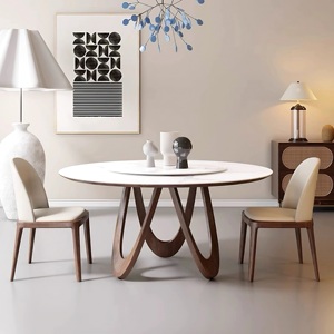 Commercio all'ingrosso di fabbrica mobili per la casa di vendita calda tavolo da pranzo italiano luce gambe in legno di lusso con marmo rotondo tavolo da pranzo - Product Image 3