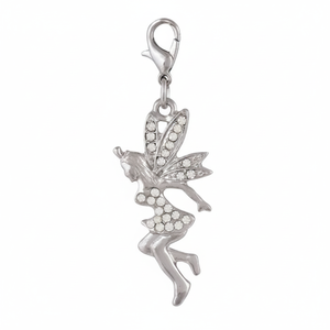 Ciondolo in cristallo argentato Fairy Charm con ali e strass per la creazione di gioielli - Product Image 2